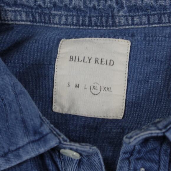 Billy Reid Shirt Mens XL Pensacola Polo Blue Cotton Short Sleeve Casual - Picture 3 of 9